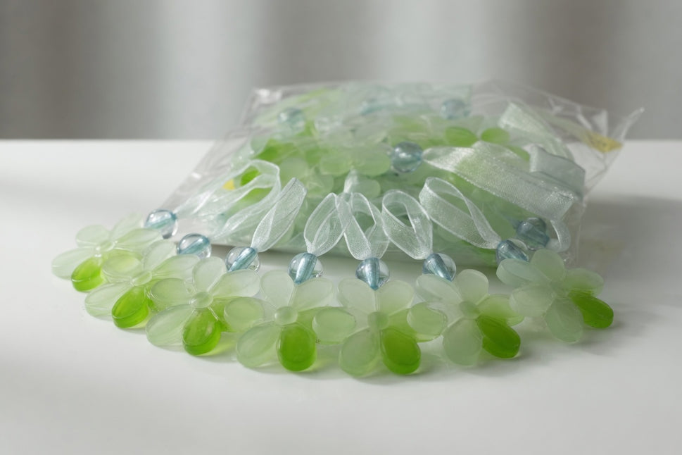 40mm Green Sunflower & Sheer Hanging Loop (12 Pieces)