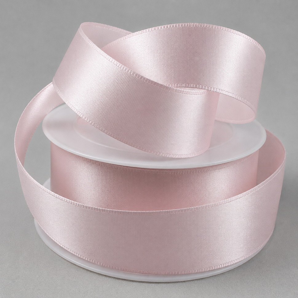 Double-Sided Satin Ribbon, 3-50mm Widths3mm / Hinted Pink / 50 Metres