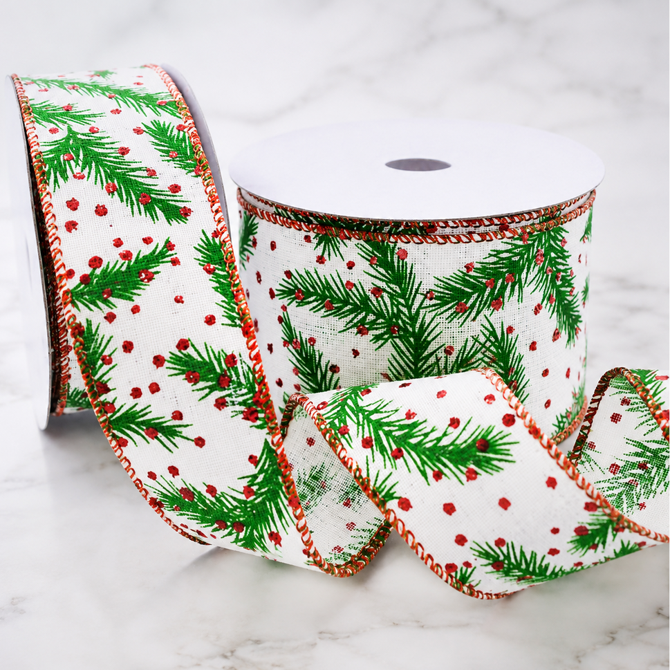 38mm & 63mm Red Wired Christmas Holly Ribbon x 10 Metres!