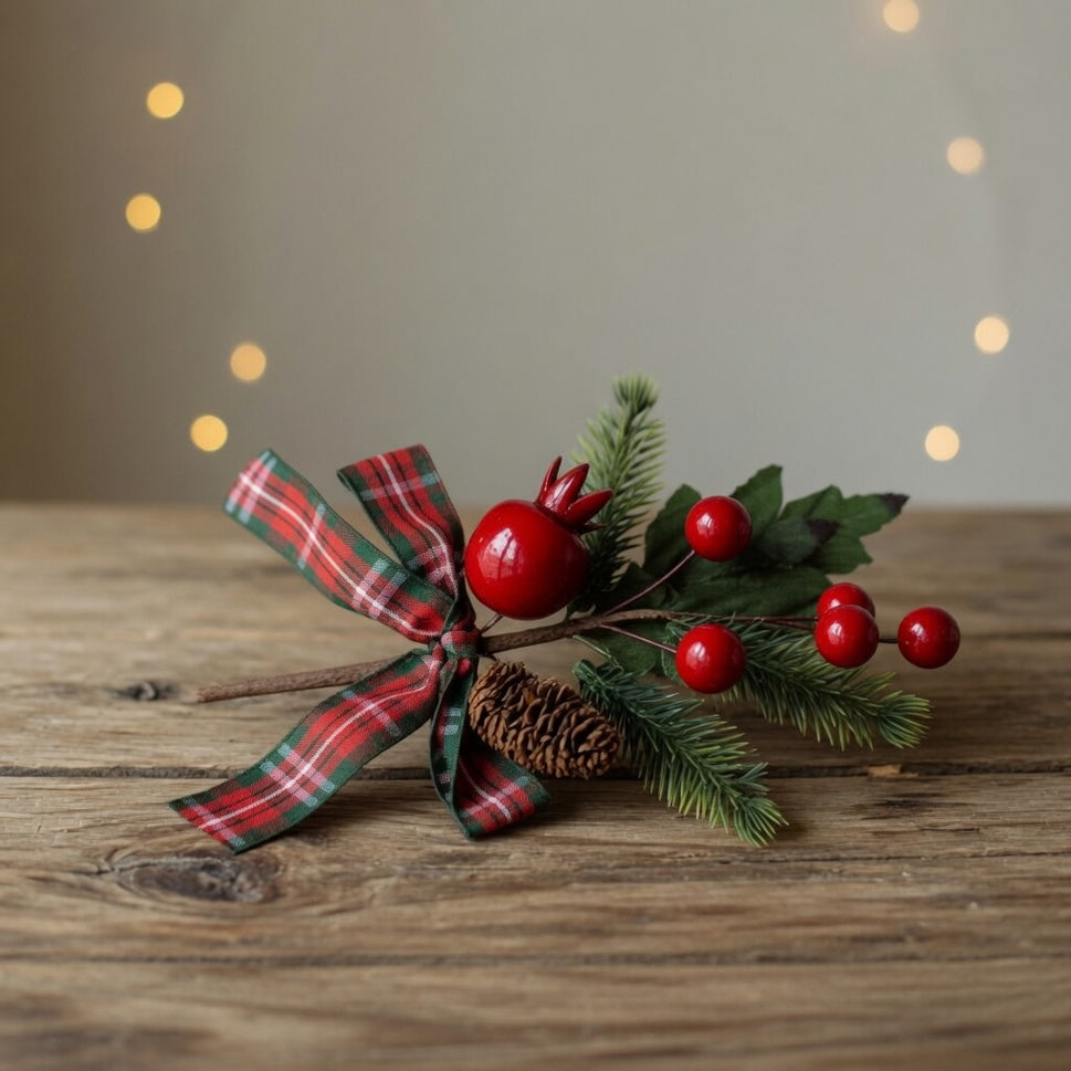 Berry & Pine Cone Christmas Floral Pick