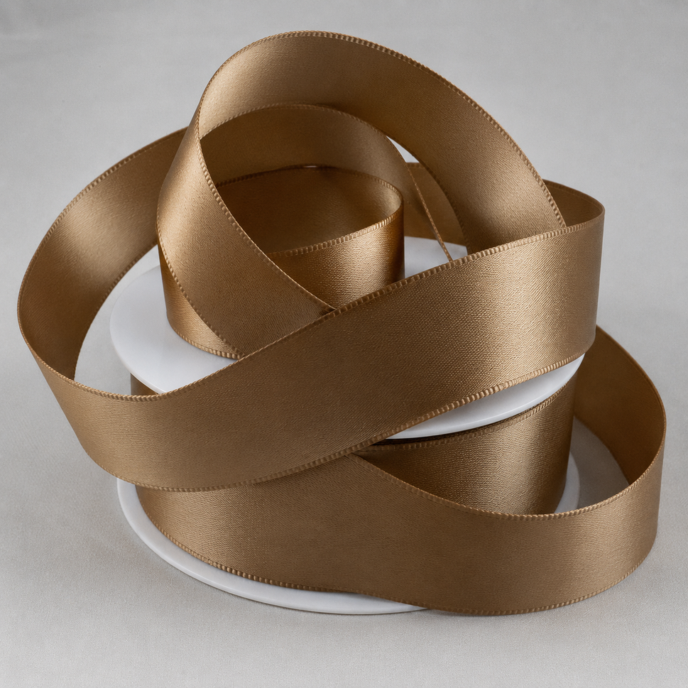 Double-Sided Satin Ribbon, 3-50mm Widths3mm / Light Brown / 50 Metres