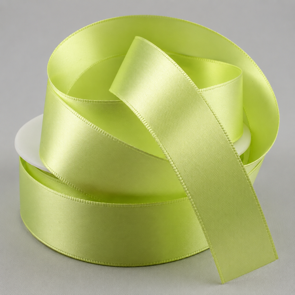 Double-Sided Satin Ribbon, 3-50mm Widths3mm / Light Green / 50 Metres