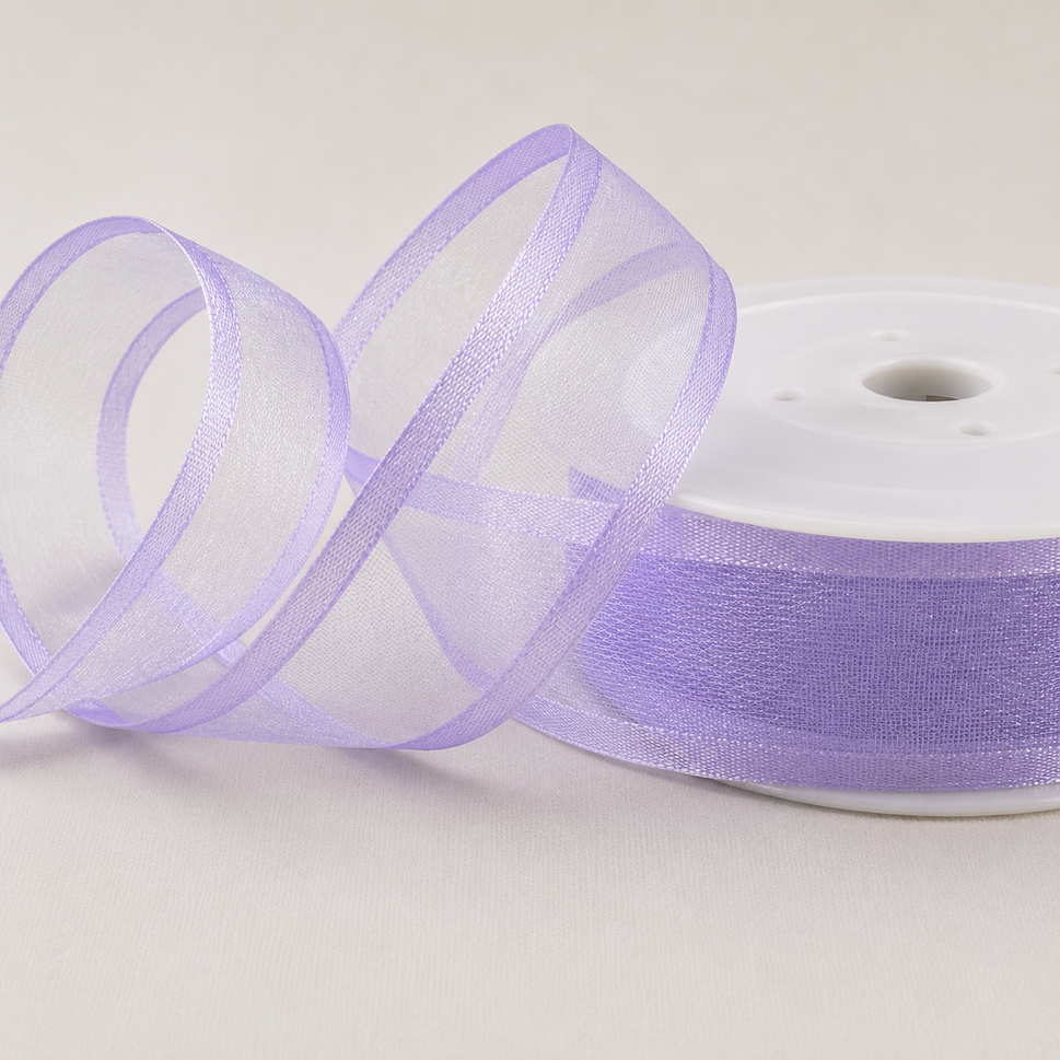 10mm, 15mm, 25mm, 40mm & 70mm Satin Sheer Ribbon x 25 Metre Rolls!10mm / Lilac