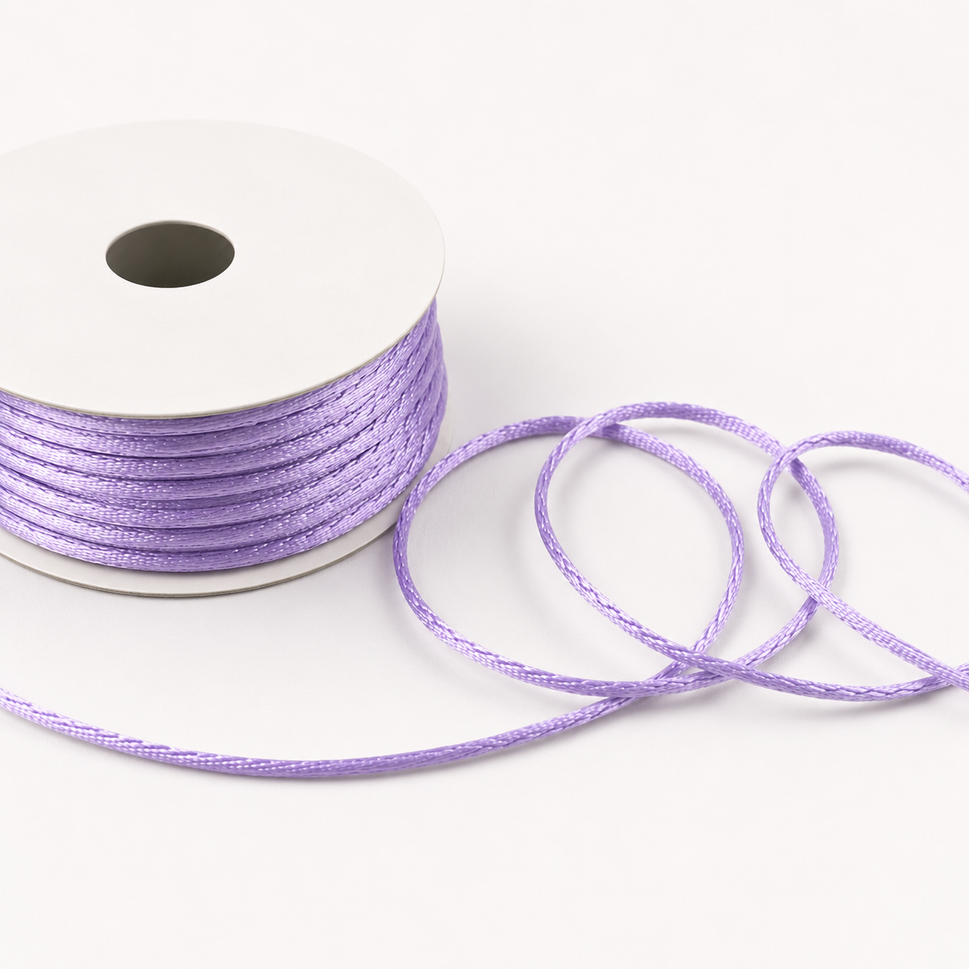 1mm & 2mm Rattail Stringing Satin Cord x 25 Metre Rolls!1mm / Lilac