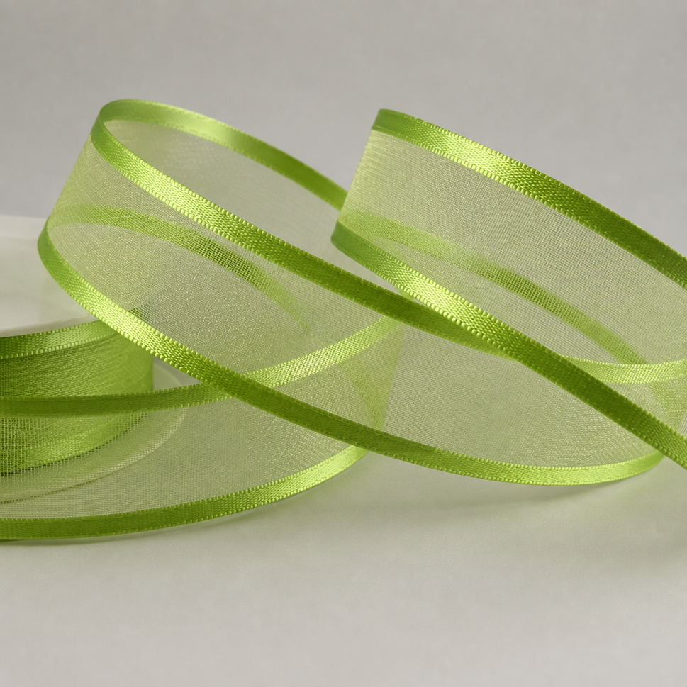 10mm, 15mm, 25mm, 40mm & 70mm Satin Sheer Ribbon x 25 Metre Rolls!10mm / Moss