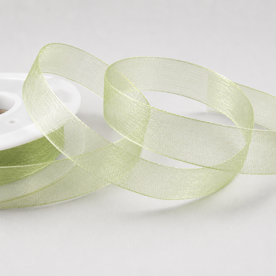 3mm,  9mm, 15mm, 25mm & 40mm Sheer Organza Ribbon3mm / Moss / 50 Metres