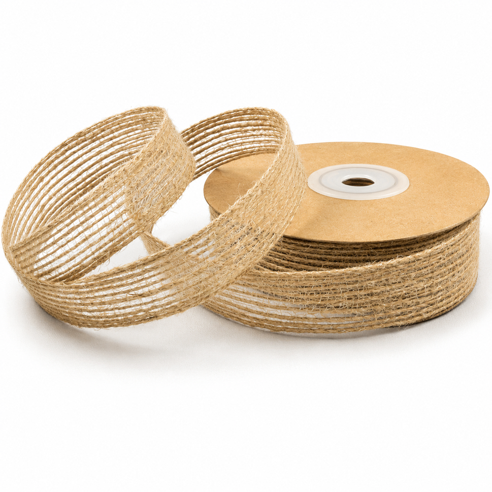10mm, 15mm & 25mm Eco Jute Woven Ribbon x 10 Metres!10mm / Natural