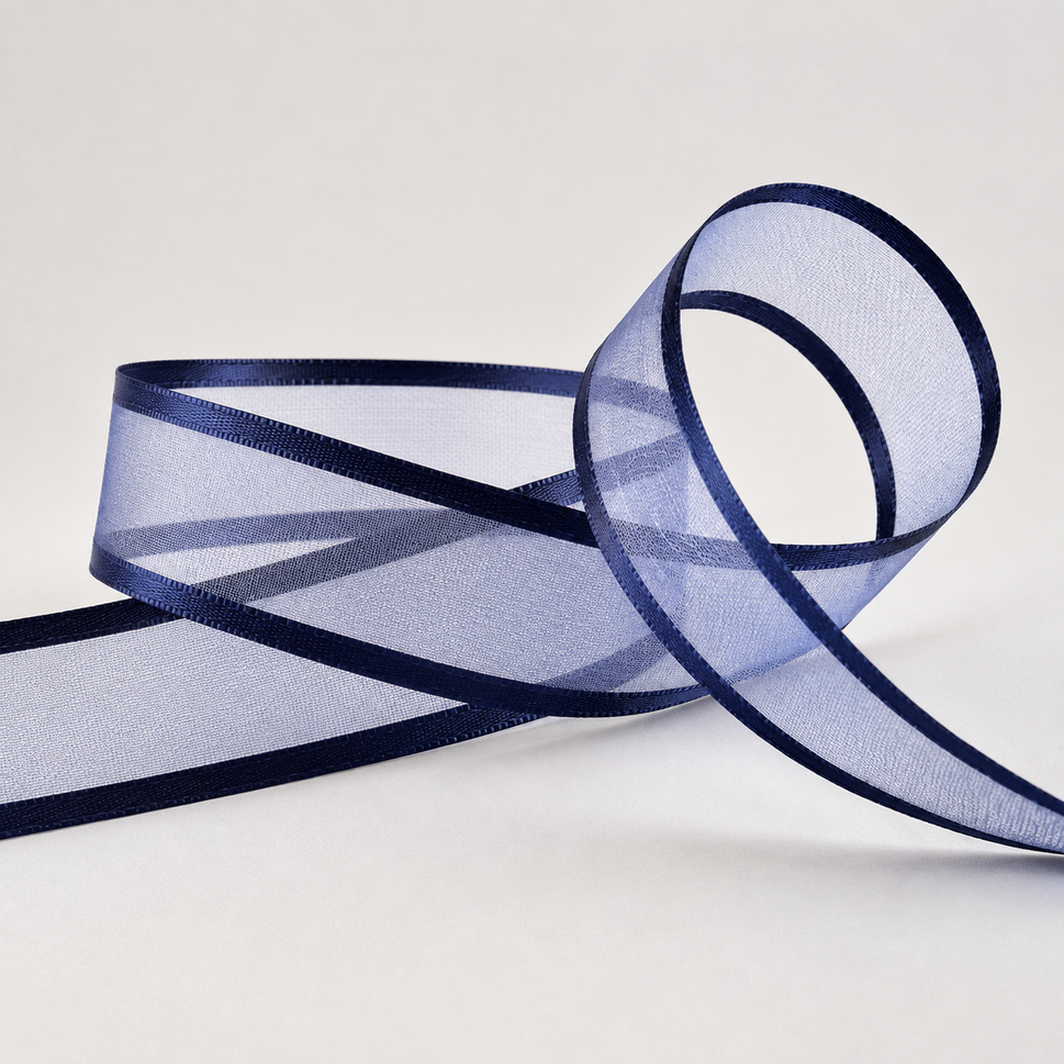10mm, 15mm, 25mm, 40mm & 70mm Satin Sheer Ribbon x 25 Metre Rolls!10mm / Navy Blue