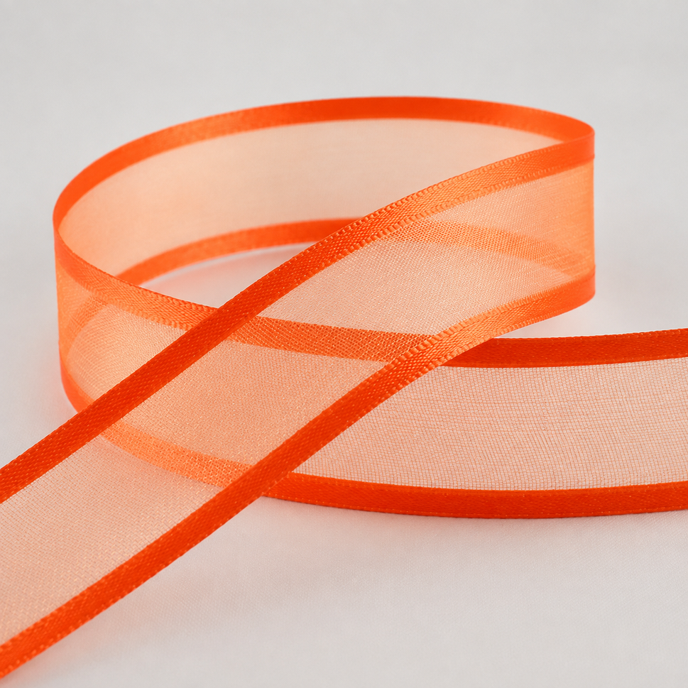 10mm, 15mm, 25mm, 40mm & 70mm Satin Sheer Ribbon x 25 Metre Rolls!10mm / Orange