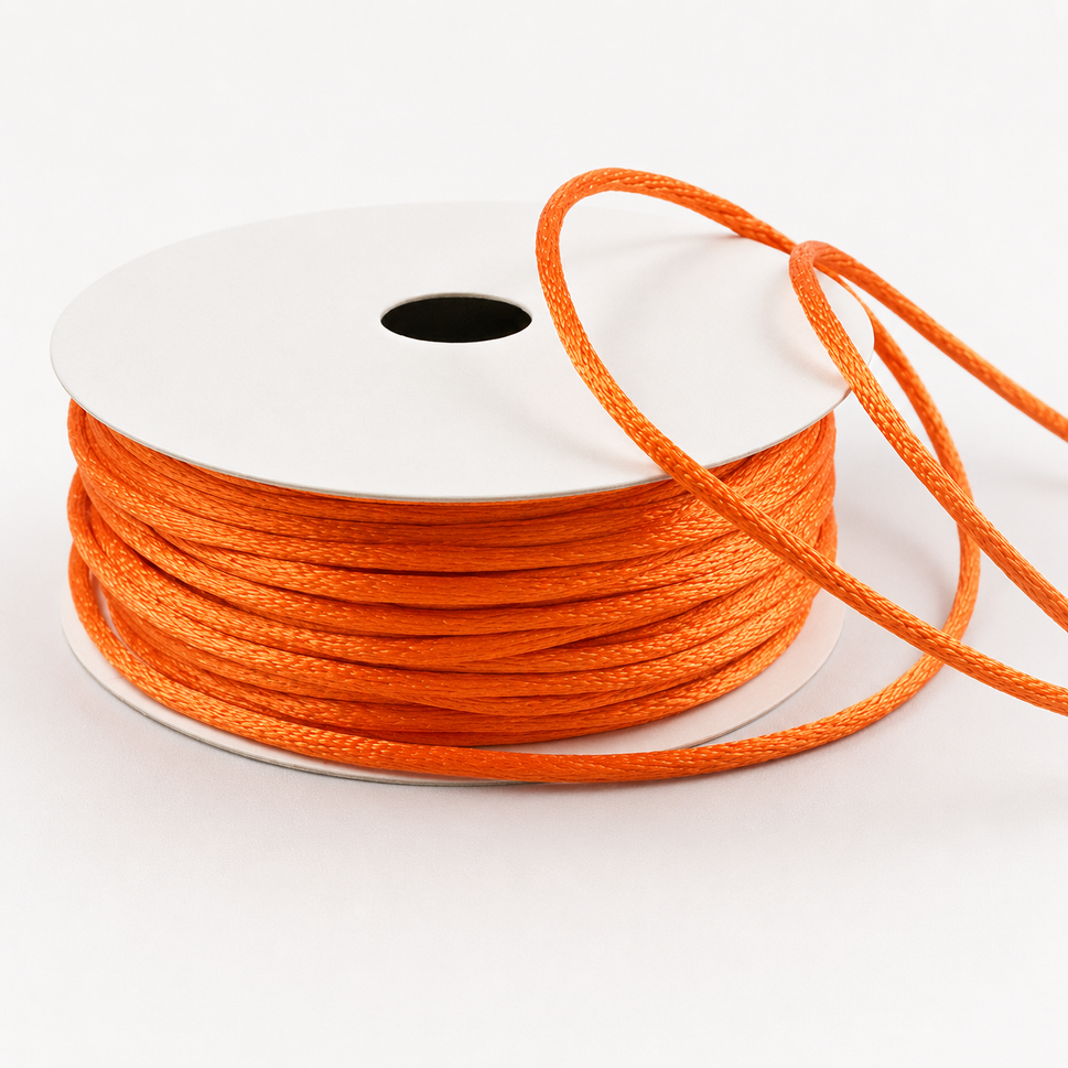 1mm & 2mm Rattail Stringing Satin Cord x 25 Metre Rolls!1mm / Orange