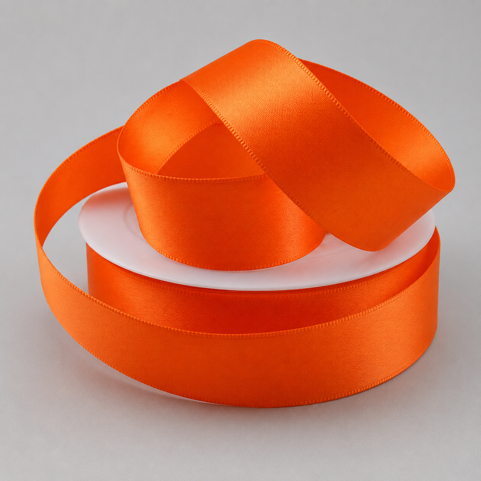 Double-Sided Satin Ribbon, 3-50mm Widths3mm / Orange / 50 Metres