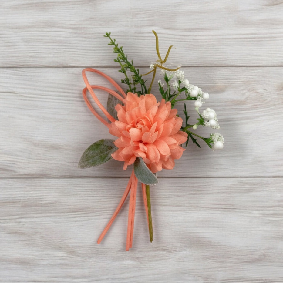 Spring Floral Pick & Curled Soft RibbonPeach