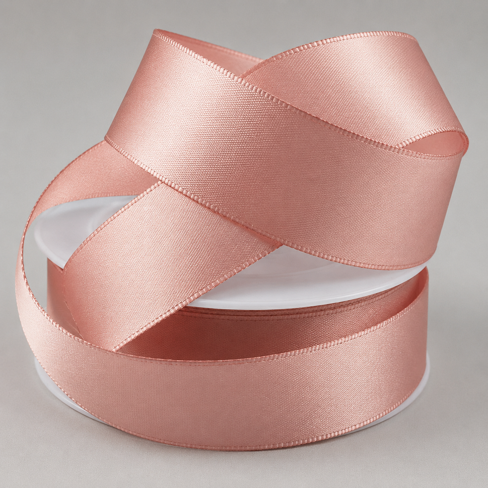 Double-Sided Satin Ribbon, 3-50mm Widths3mm / Peach / 50 Metres