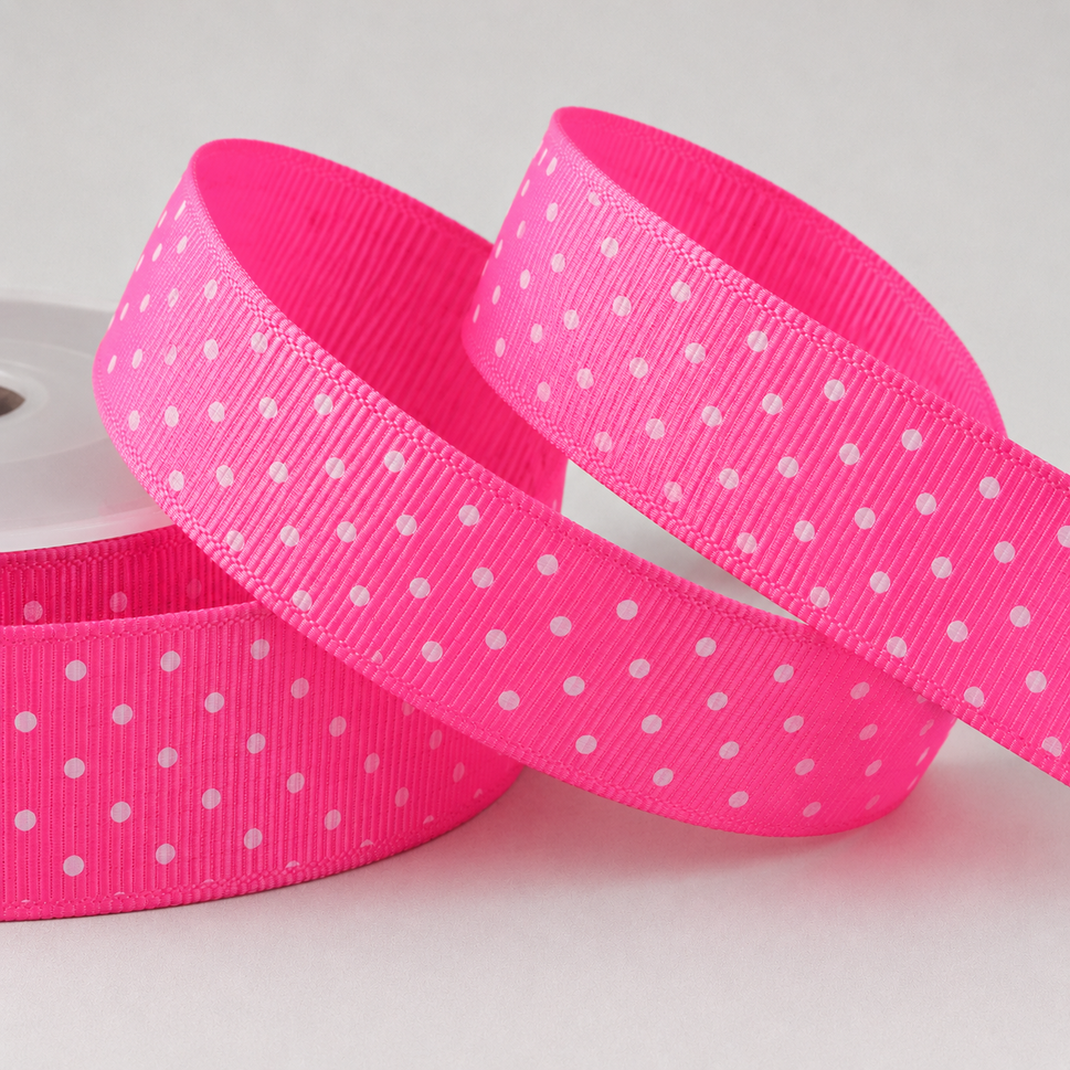 22mm Spotted Grosgrain Ribbon x 20 Metres!Pink