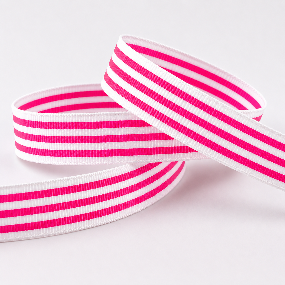 15mm Modern Candy Stripes Ribbon x 20 Metre Rolls!Pink