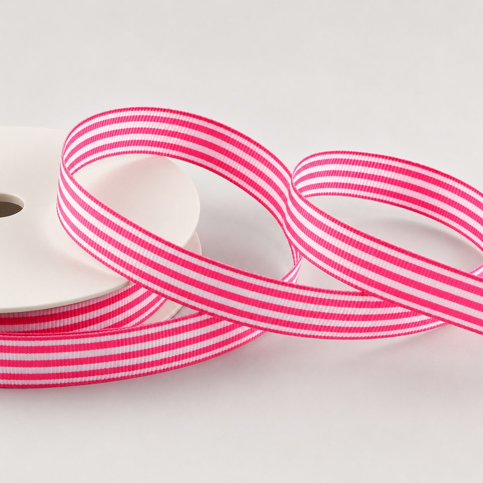 5mm Woven Stripe Ribbon x 25 Metre Rolls!Pink