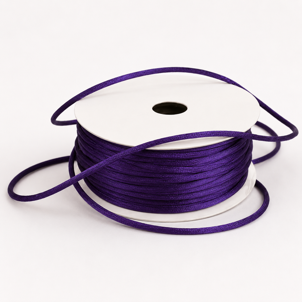 1mm & 2mm Rattail Stringing Satin Cord x 25 Metre Rolls!1mm / Purple