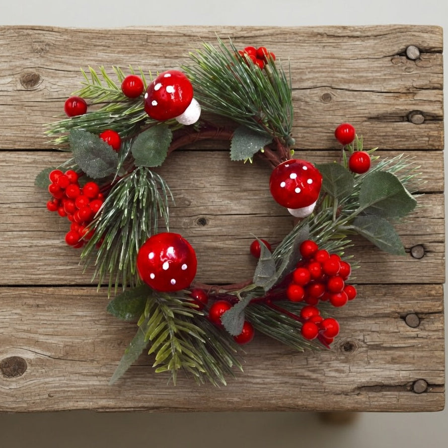 Red Berry Christmas Candle Decoration