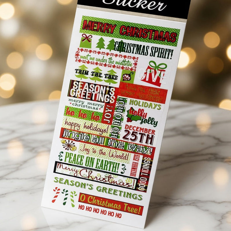 Red & Green Merry Christmas Sticker Selection