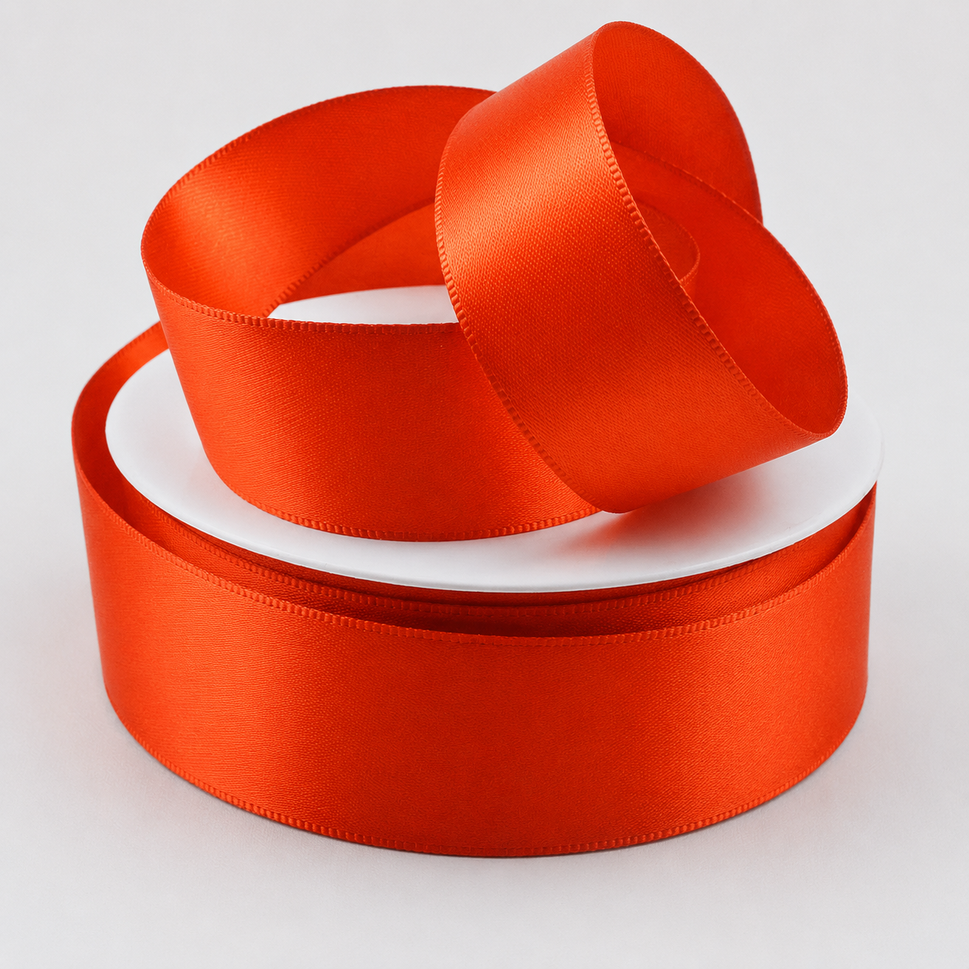 Double-Sided Satin Ribbon, 3-50mm Widths3mm / Red / 50 Metres