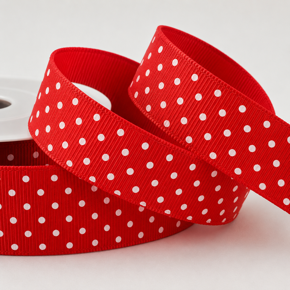 22mm Spotted Grosgrain Ribbon x 20 Metres!Red