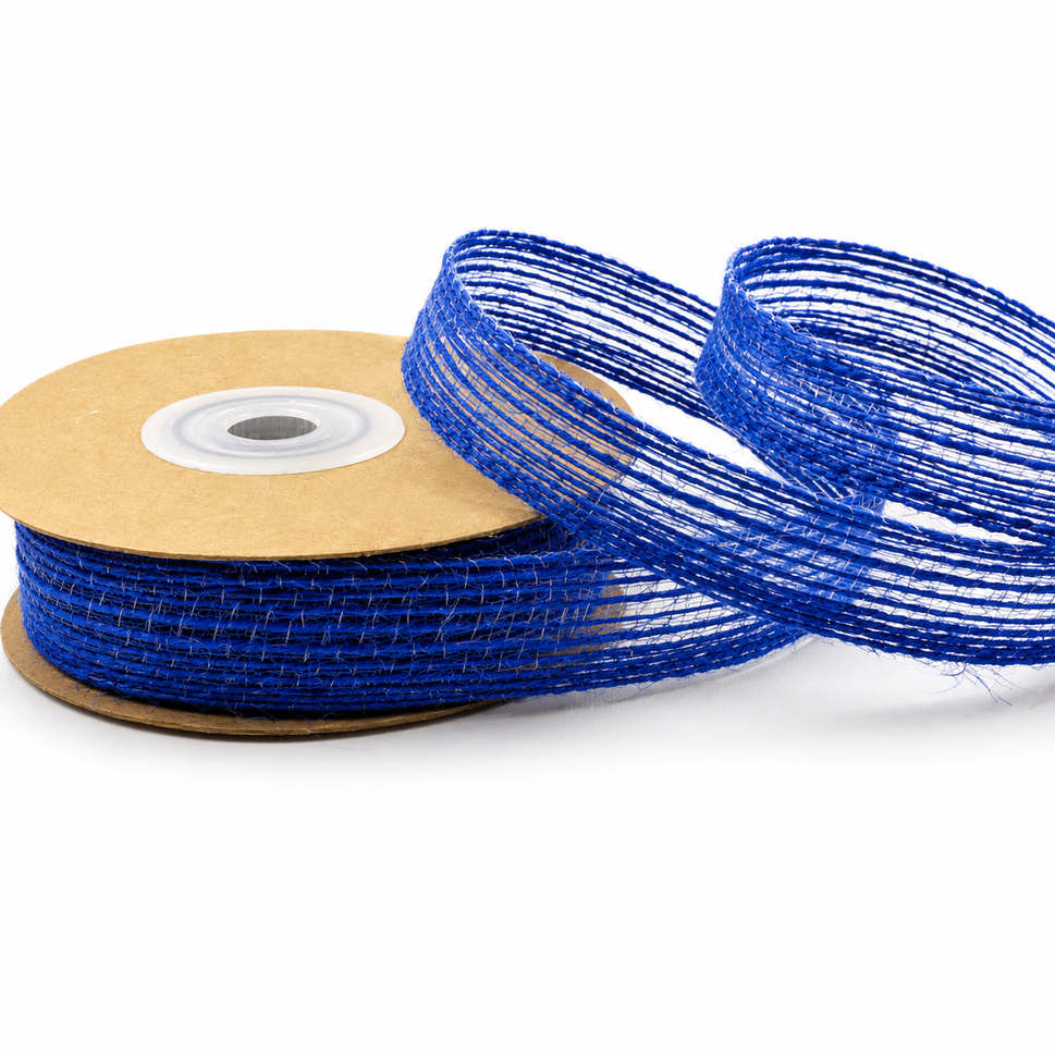 10mm, 15mm & 25mm Eco Jute Woven Ribbon x 10 Metres!10mm / Royal Blue