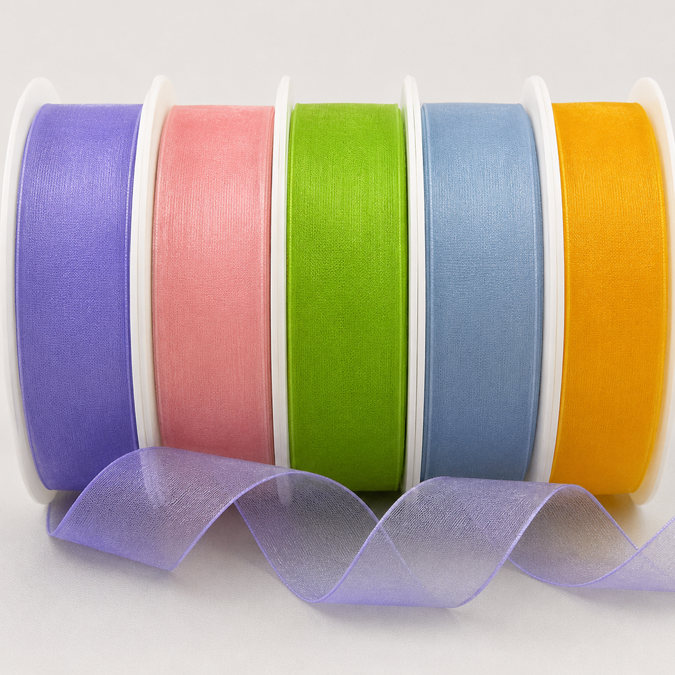 3mm,  9mm, 15mm, 25mm & 40mm Sheer Organza Ribbon