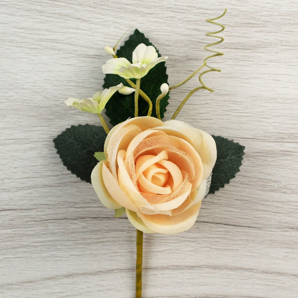 Soft Peach Rose Floral Pick