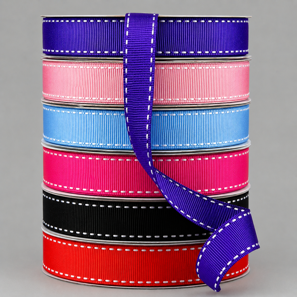 16mm White Saddle Stitch Grosgrain Ribbon x 20 Metres!