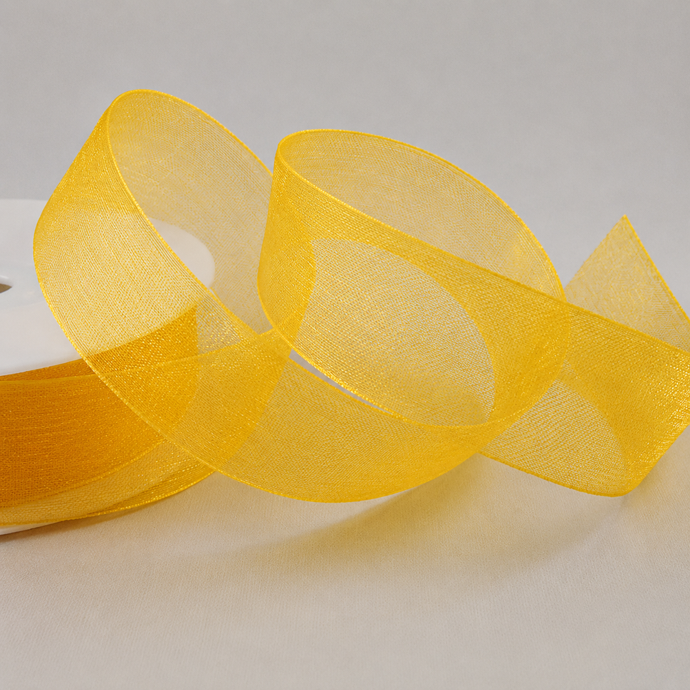 3mm,  9mm, 15mm, 25mm & 40mm Sheer Organza Ribbon3mm / Tangerine / 50 Metres