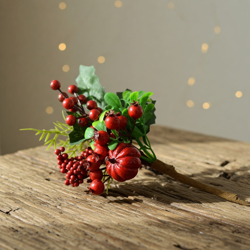 Green & Red Berries Floral Pick
