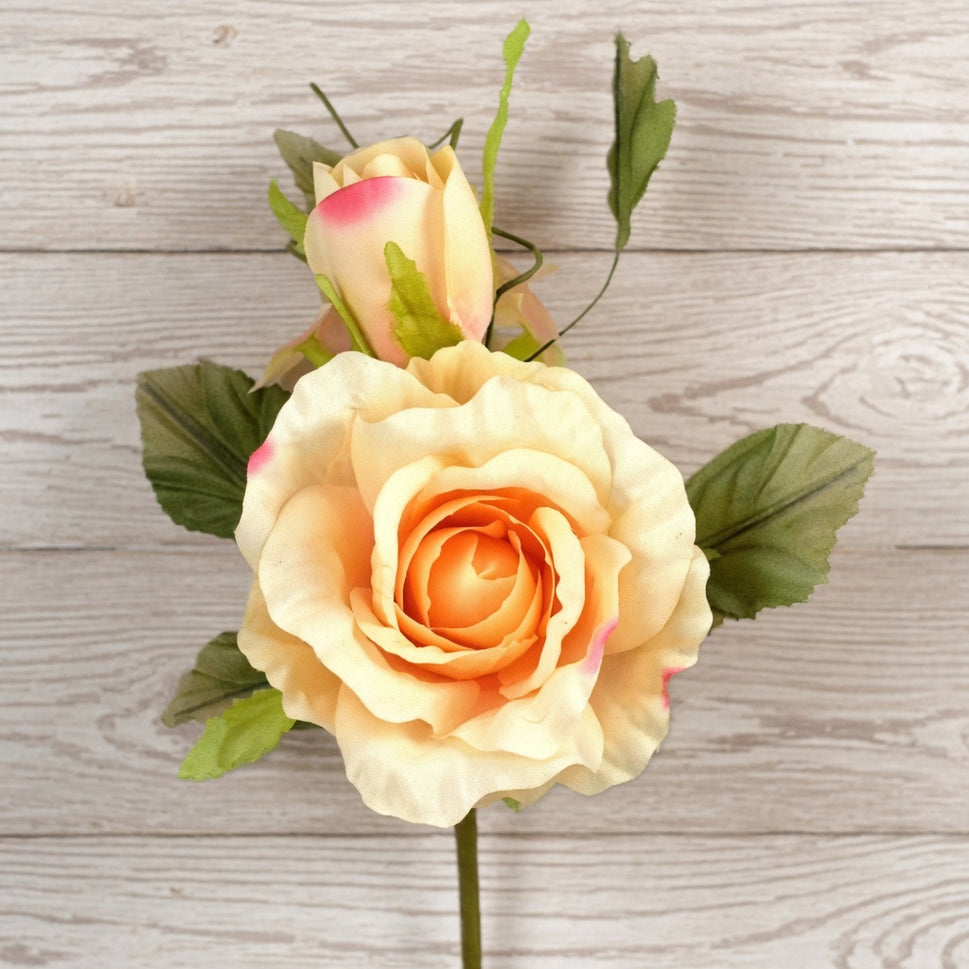 Blossoming Soft Peach Roses Floral Pick