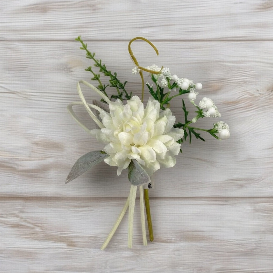 Spring Floral Pick & Curled Soft RibbonWhite