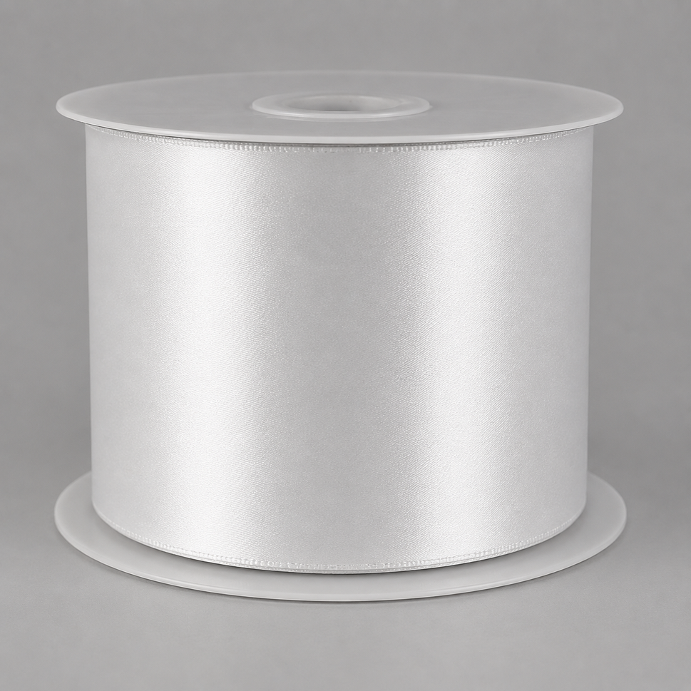 Single-Sided Satin Sash Ribbon, 100mm x 50mWhite
