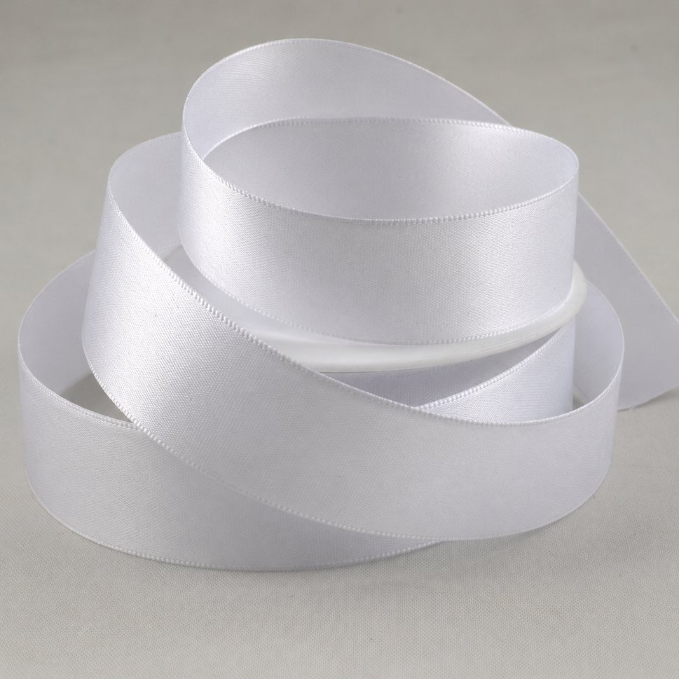 Double-Sided Satin Ribbon, 3-50mm Widths3mm / White / 50 Metres