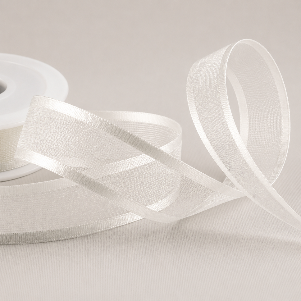 10mm, 15mm, 25mm, 40mm & 70mm Satin Sheer Ribbon x 25 Metre Rolls!10mm / White