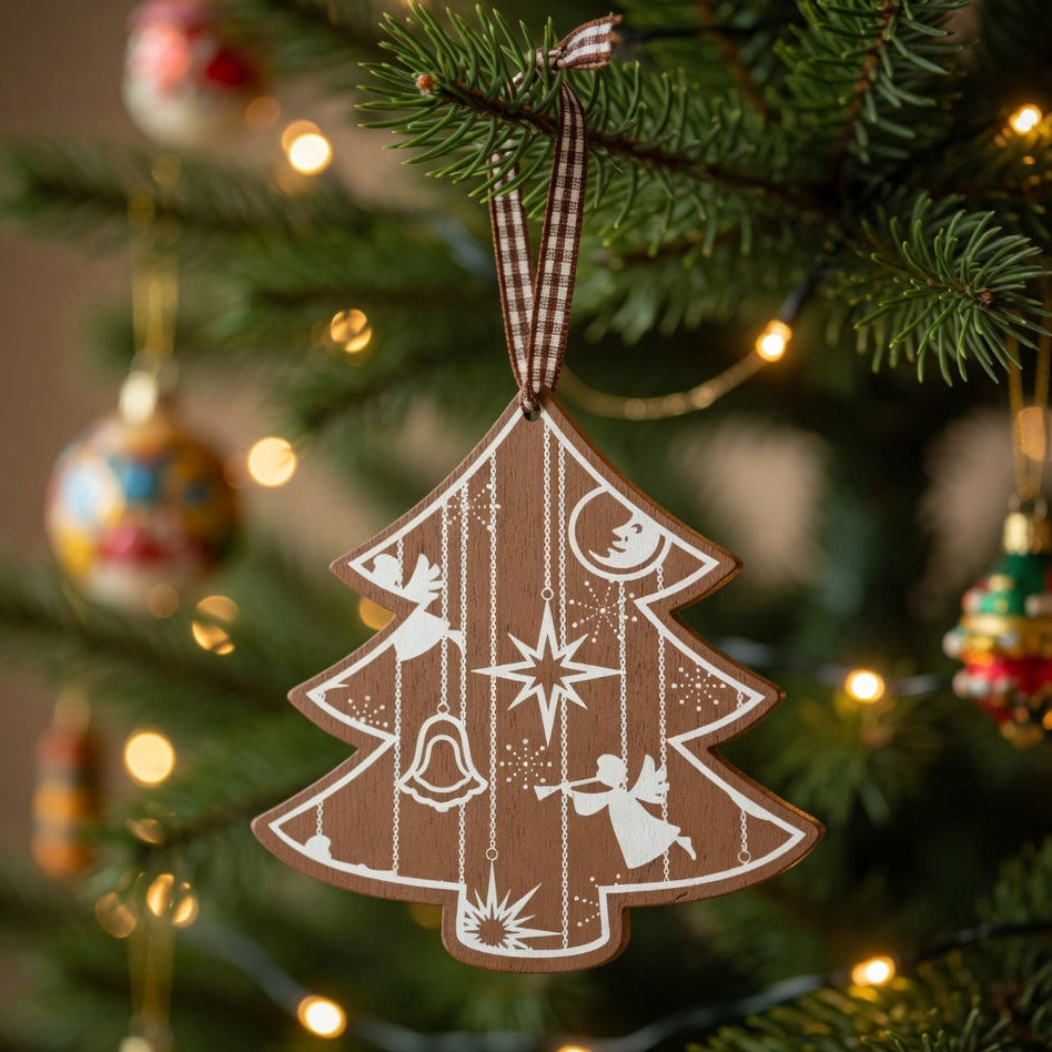 Gingham Hanging Christmas Tree Decoration