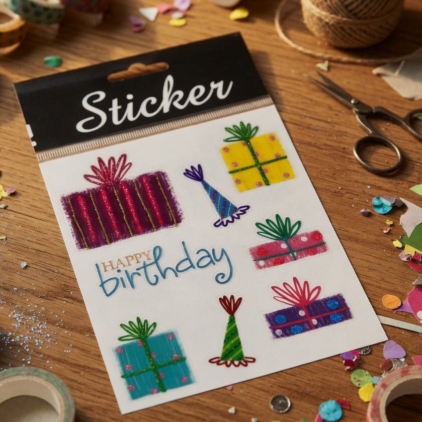88081 - Happy Birthday Glitter Presents Stickers