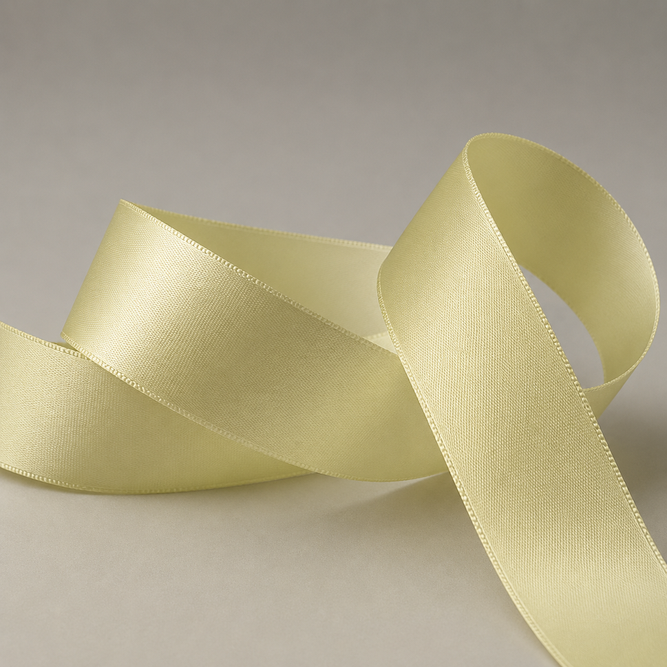 15mm, 25mm & 38mm Single Faced Satin Ribbon x 100 Metre Rolls!15mm / Yellow Cream