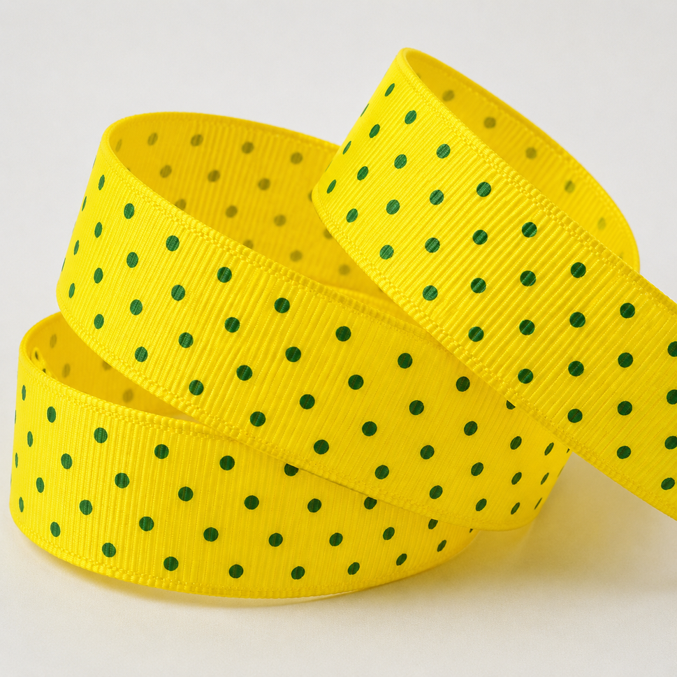 22mm Spotted Grosgrain Ribbon x 20 Metres!Yellow