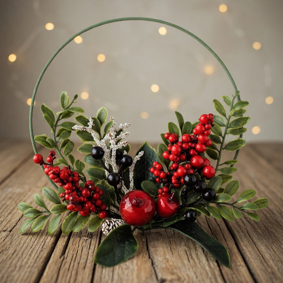 Beautiful Red Berries Wintery Wreath
