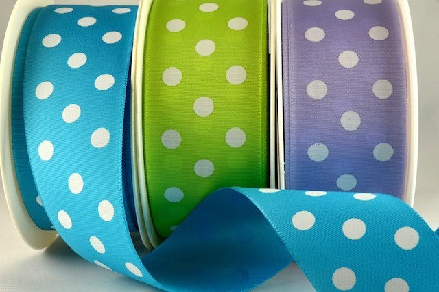 38mm Large White Polka Dot Ribbon (20 Metre Rolls)
