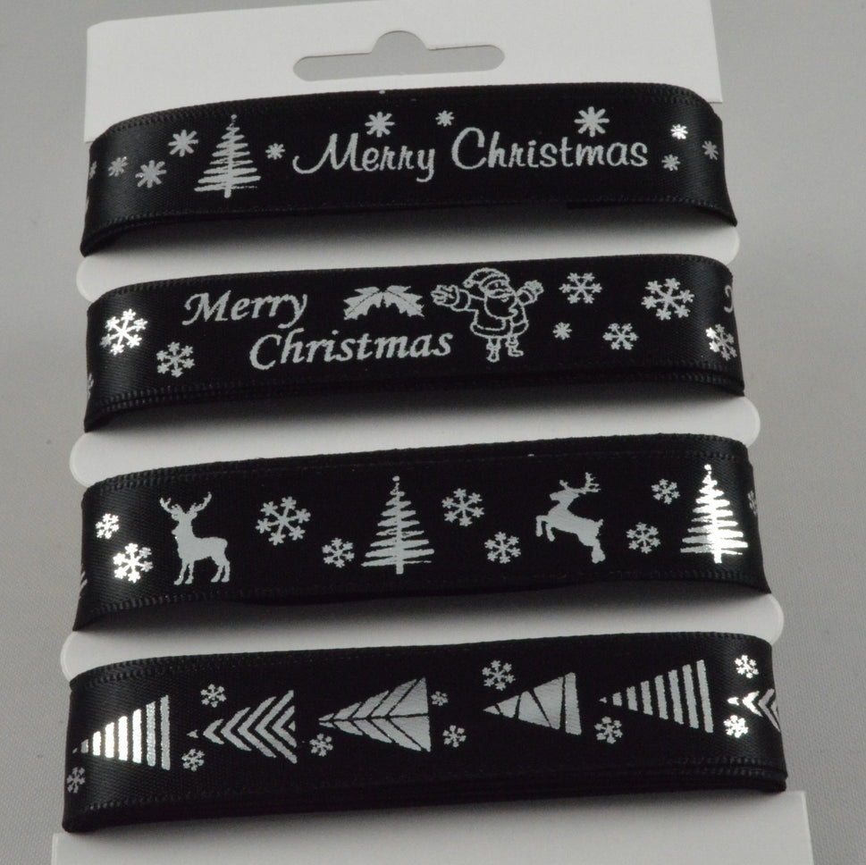 55086 - Merry Christmas Selection Packs : 4 x 2 Metre LengthsBlack