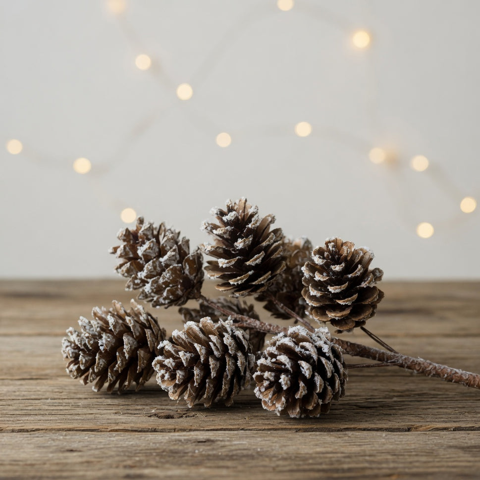 Winter Frosted Pine Cone Floral Pick
