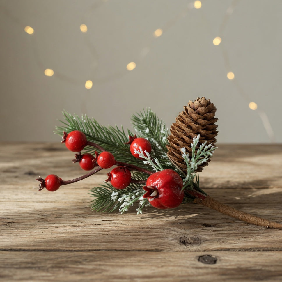 Berries & Pine Cone Christmas Pick