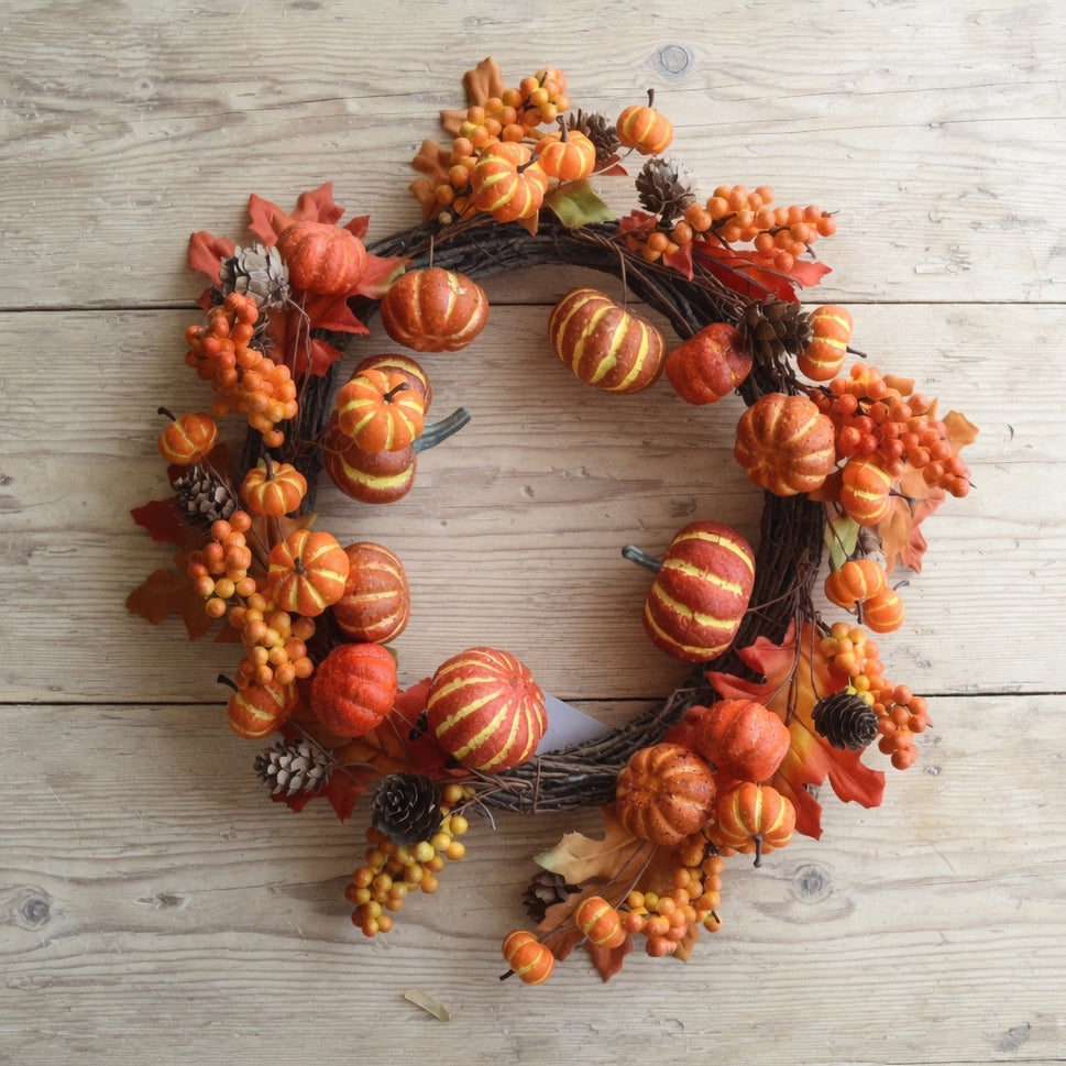 Orange Halloween Pumpkin Wreath