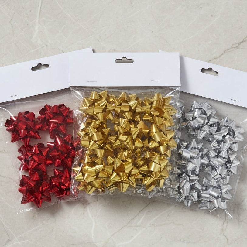 Metallic Self Adhesive Gift Bows (Pack of 9)