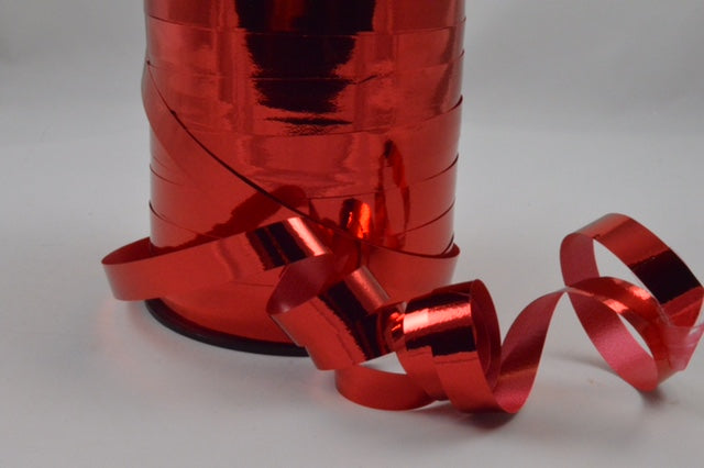 10mm Metallic Coloured Polypropylene Curling Ribbon x 250 Metre Rolls!Red