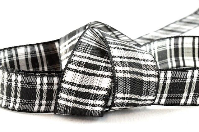 16mm Black & White Tartan Ribbon x 25 Metres!