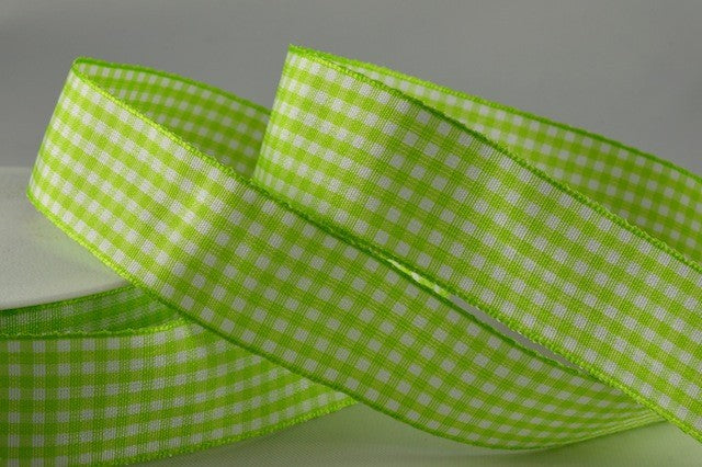 5mm Green Gingham Ribbon x 25 Metre Rolls!